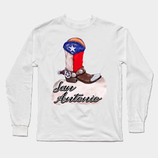 San Antonio Texas Cowboy Boot Long Sleeve T-Shirt